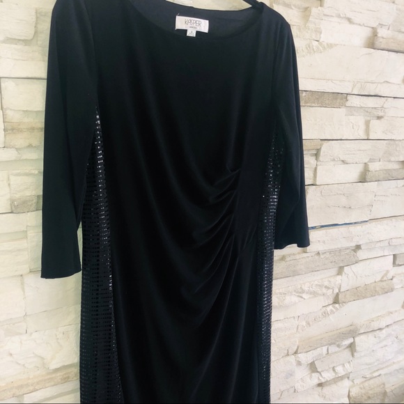 KASPER/ SILKY BLACK & SEQUINS DRESS - Picture 4 of 6